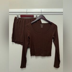 American Eagle Ribbed Plush PJ Set